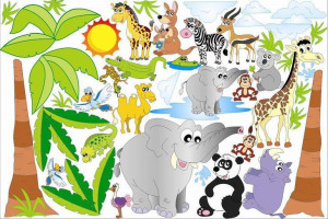 Naklejki na ścianę ścienne SAFARI ZOO dla dzieci