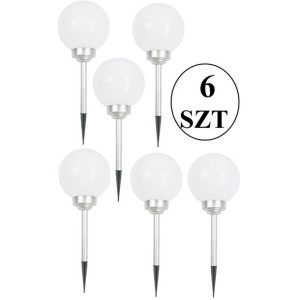 Zestaw 6 Ogrodowych Lampa Solarnych Kula Mleczna śr. 20cm 4 LED