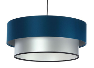 Srebrno-granatowa lampa wisząca z abażurem - S416-Presi