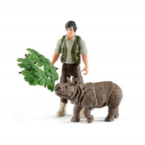 Schleich 42428 Leśniczy Z Indyjskim Nosorożcem