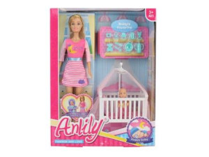 Lalka Anlily 7132106/06087 z łóżeczkiem