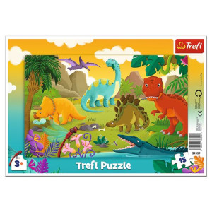 Puzzle Trefl 15 31359 ramka dinozaury