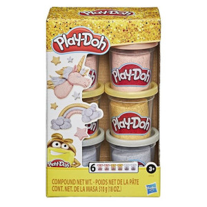 Play Doh E9433 Tuby 6-pak Z Metalicznym Efektem