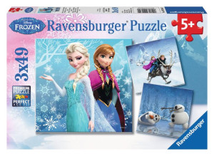 Ravensburger 092642 Puzzle 3x49 Kraina Lodu Zimowe Przygody