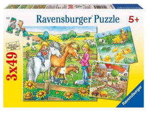 Ravensburger 092932 Puzzle 3x49 Zwierzęta Na Farmie