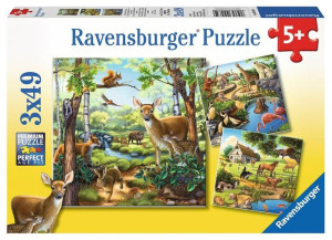 Ravensburger 092659 Puzzle 3x49 Zwierzęta