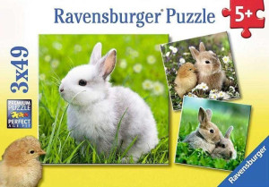 Ravensburger 080410 Puzzle 3x49 Delikatne Króliczki