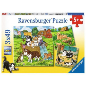 Ravensburger 080021 Puzzle 3x49 Słodkie Pieski I Kotki