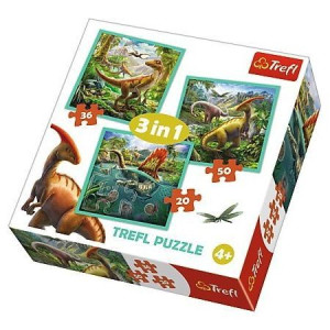 Puzzle Trefl 3w1 34837 Niezwykły Świat Dinozaurów