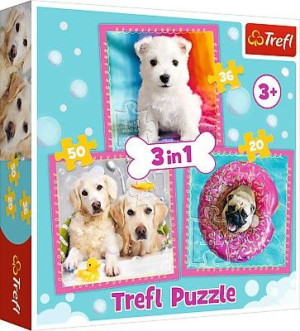Puzzle Trefl 3w1 34845 Pieski W Kąpieli