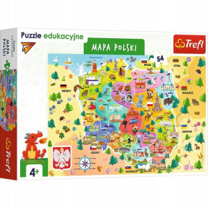 Puzzle Trefl 54 15556 Edukacyjna Mapa Polski