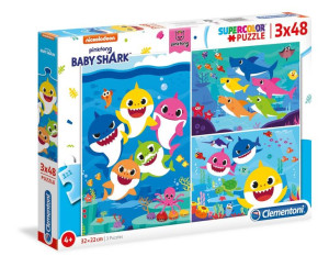 Clementoni 25261 Puzzle 3x48 Baby Shark
