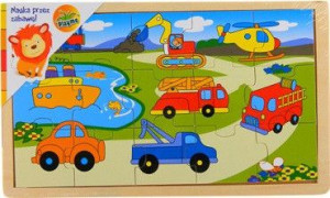 Playme 1467 Układanka Drewniana Samochody