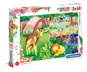 Clementoni 25233 Puzzle 3x48 Jungle Friends