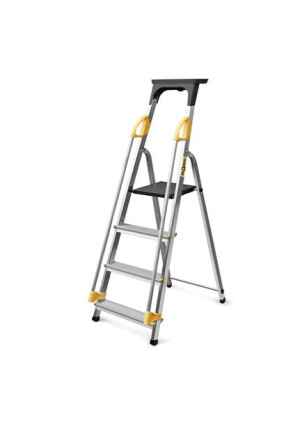 Drabina domowa aluminiowa Z PORĘCZAMI 4 stopniowa 150 kg DRABEST