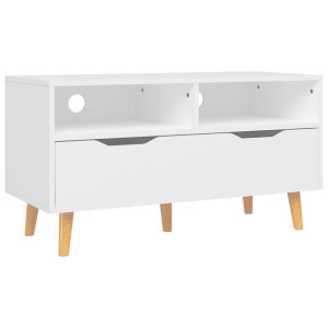 Szafka pod TV, biała, 90x40x48,5 cm, płyta wiórowa