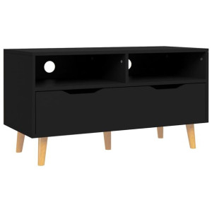 Szafka pod TV, czarna, 90x40x48,5 cm, płyta wiórowa