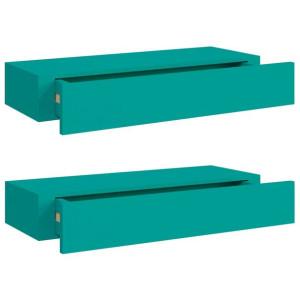 Półki ścienne z szufladą, 2 szt., niebieski, 60 x 23,5 x 10 cm, MDF
