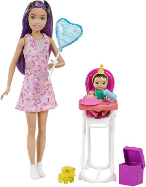 Barbie - Opiekunka - Krzesełko/miniurodziny + Lalki - Barbie Babysitter -