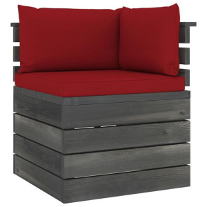 Ogrodowa sofa narożna z palet, z poduszkami, drewno sosnowe
