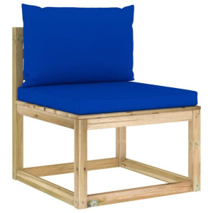 Ogrodowa sofa środkowa z poduszkami, impregnowana sosna