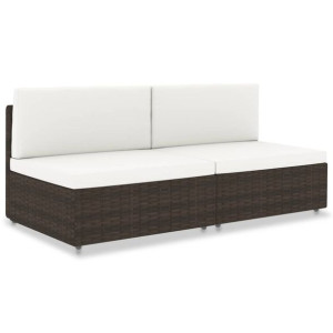 Sofa modułowa 2-osobowa, rattan PE, brązowa