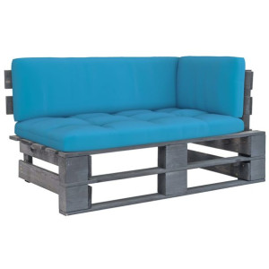 Ogrodowa sofa narożna z palet, szara, drewno sosnowe