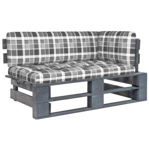 Ogrodowa sofa narożna z palet, szara, drewno sosnowe