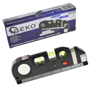 Poziomica laserowa krzyżowa z miarą i metrem 2,5m GEKO