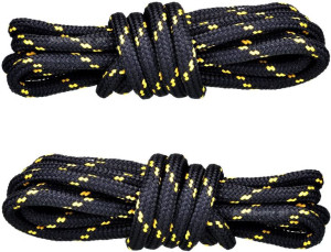 G9-02 Czarno-żółte Sznurowadła Trekkingowe Okrągłe 5 Mm Sznurówki 120 Cm