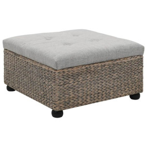Puf wypleciony z trawy morskiej, 65 x 65 x 40 cm, szary
