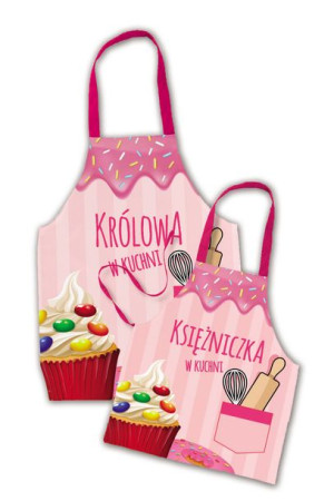 Dwa fartuchy kuchenne Królowa i Księżniczka róż