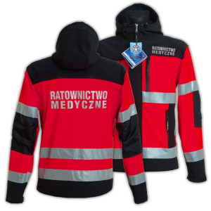 Kurtka ratownicza Softshell Basic czerwona North-Wind z odblaskowymi nadruk