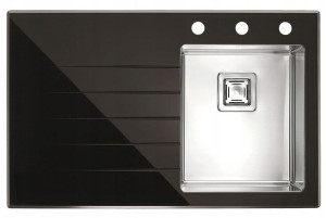 Alveus Crystalix10 Zlewozmywak Szklany Prawy Czarn