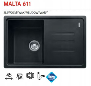 Franke Zlewozmywak Granitowy Malta 611 Onyx