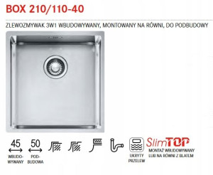 Franke Zlewozmywak Stalowy Box 210/110 - 40