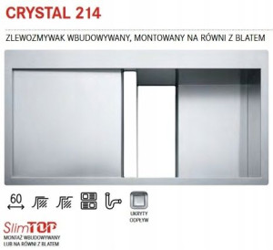 Franke Zlewozmywak Stalowy Crystal 214