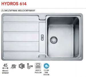 Franke Zlewozmywak Stalowy Hydros 614 Stal