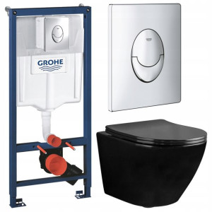 Grohe Stelaż Zestaw Podtynkowy Wc Miska Czarna 6w1