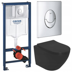 Grohe Stelaż Zestaw Podtynkowy Wc Miska Czarna 6w1