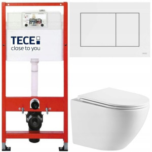 Tece Base Stelaż Zestaw Podtynkowy Wc Biały 5w1
