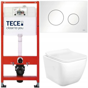 Tece Base Stelaż Zestaw Podtynkowy Wc Biały 5w1
