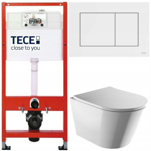 Tece Base Stelaż Zestaw Podtynkowy Wc Biały 5w1