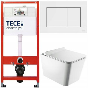 Tece Base Stelaż Zestaw Podtynkowy Wc Biały 5w1