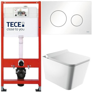 Tece Base Stelaż Zestaw Podtynkowy Wc Biały 5w1