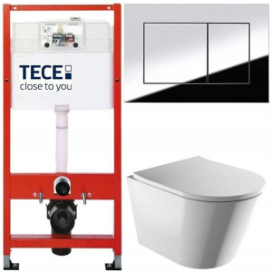 Tece Base Stelaż Zestaw Podtynkowy Wc Chrom 5w1