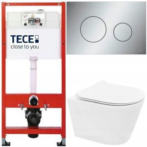 Tece Base Stelaż Zestaw Podtynkowy Wc Chrom 5w1