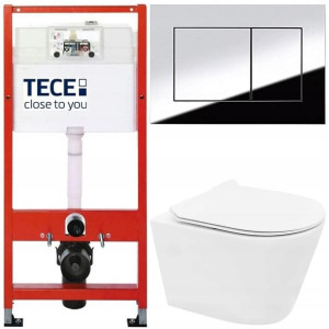 Tece Base Stelaż Zestaw Podtynkowy Wc Chrom 5w1