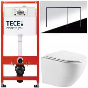 Tece Base Stelaż Zestaw Podtynkowy Wc Chrom 5w1