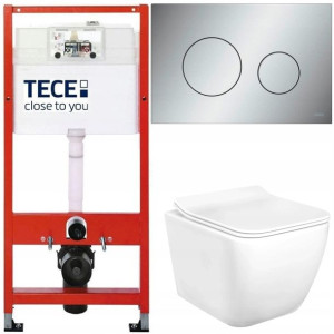Tece Base Stelaż Zestaw Podtynkowy Wc Chrom 5w1